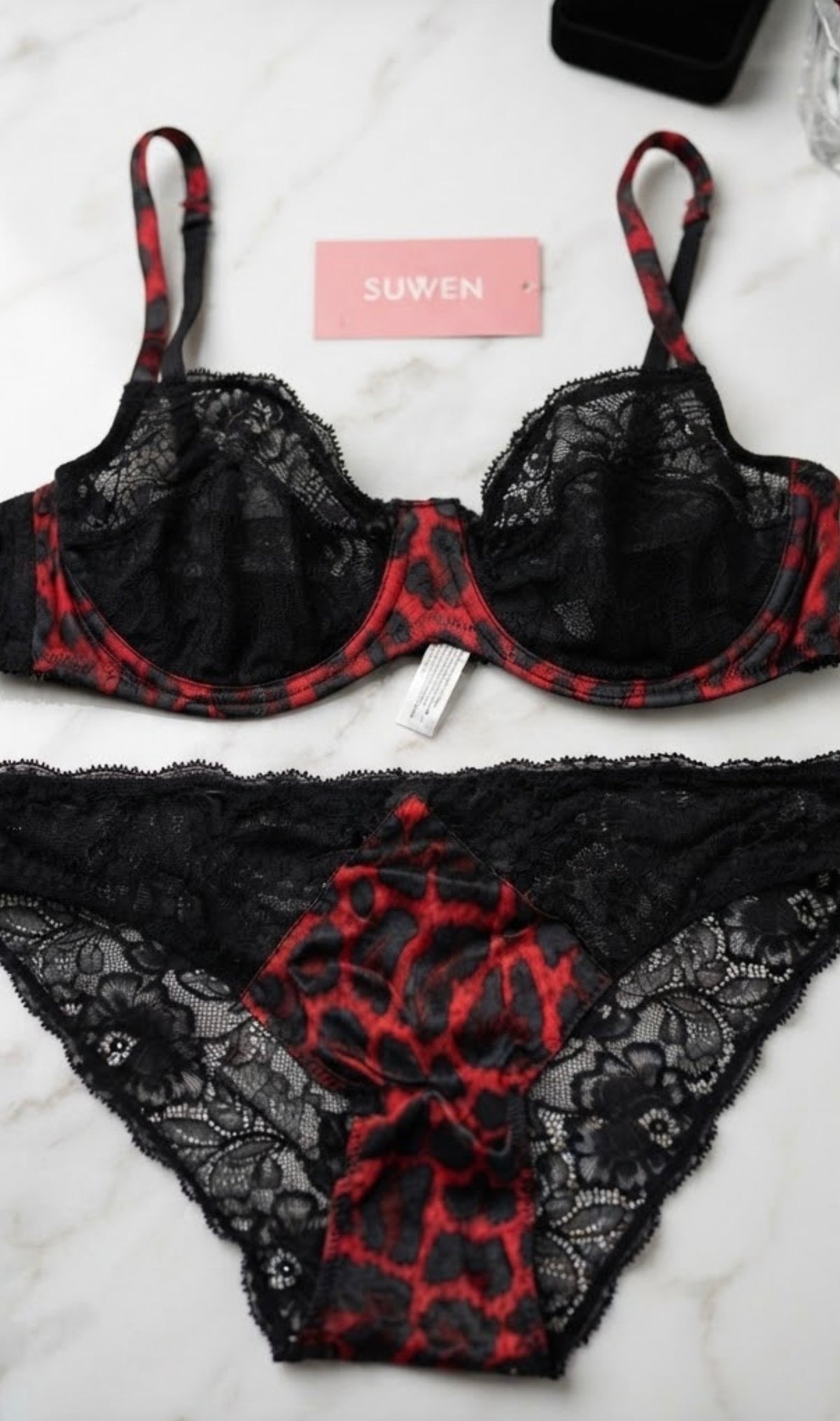 🇹🇷Ensemble SUWEN rouge noir léopard🖤❤️