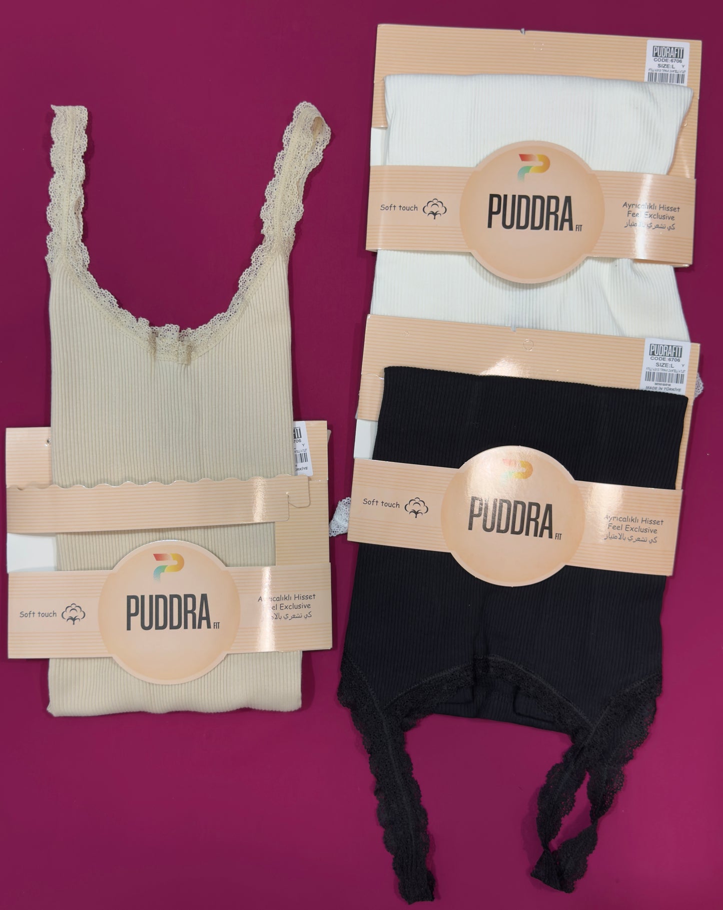 Pack de 3 bustier pudra 100% coton