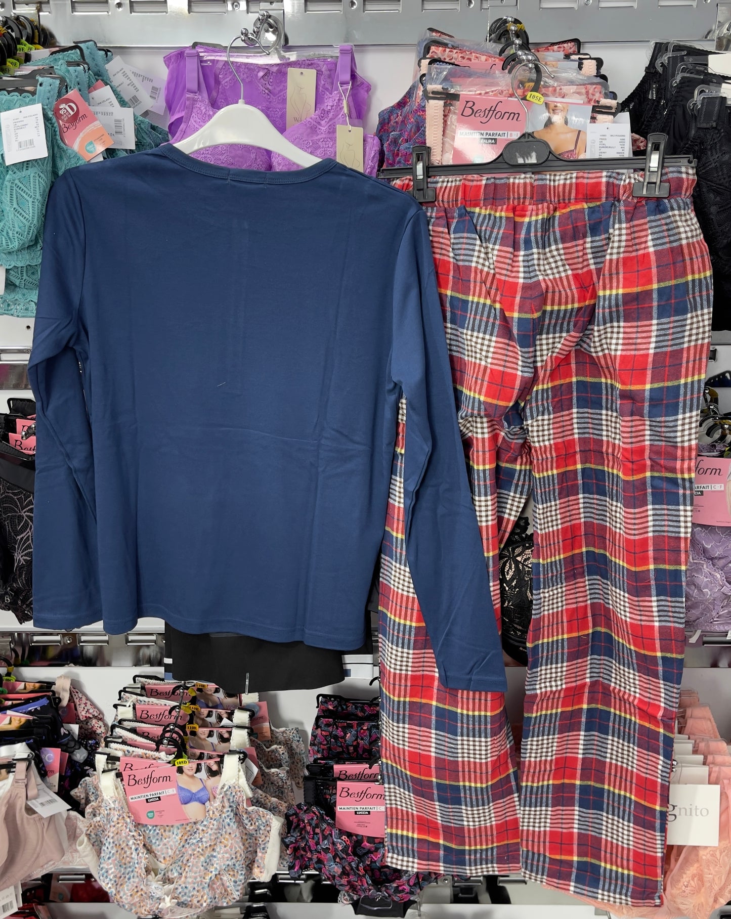 Pyjama tress coton pantalon à carreaux